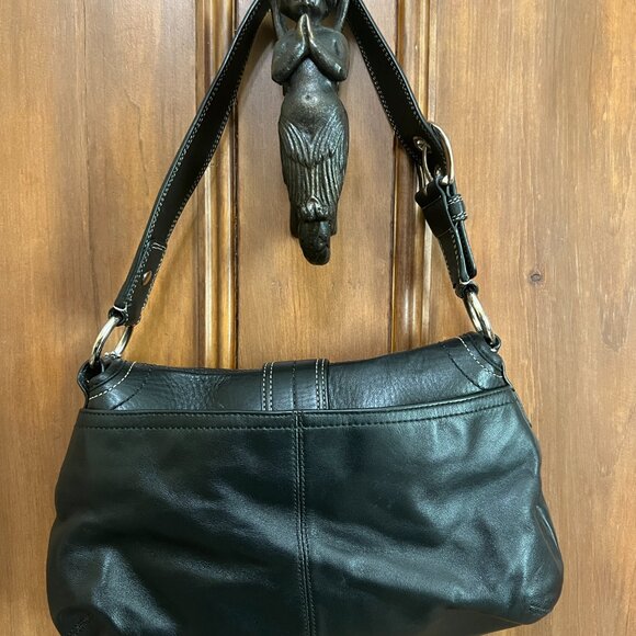 Coach Soho Vintage Pleated Black Leather buckle shoulder bag purse F15204 - Picture 2 of 8